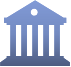 A classic building icon with columns to symbolize Financial Institution.